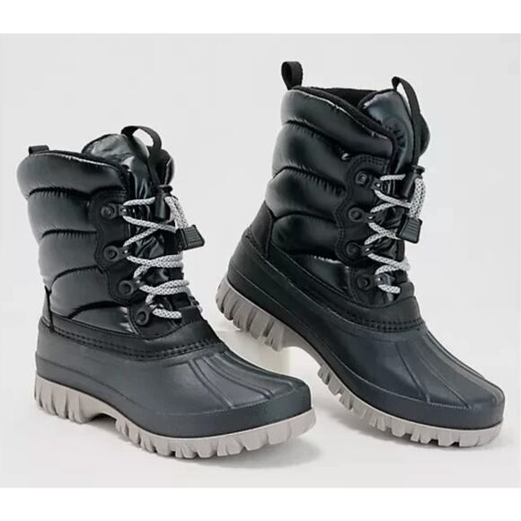 Storm By Cougar Cardiff Winter Black Boots Size 8 NIB Textile Upper Waterproof - Picture 1 of 15